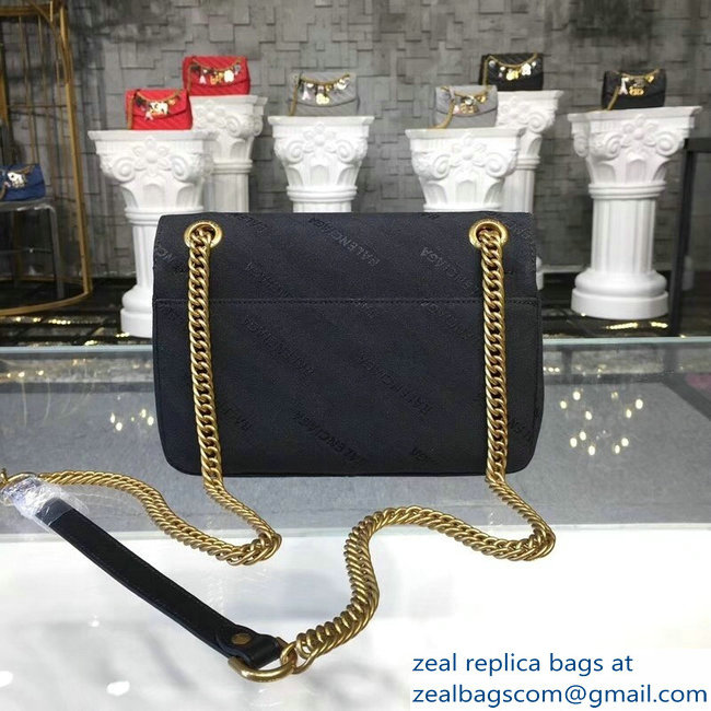 Balenciaga Jacquard Logo BB Round S Charms Chain Shoulder Bag Black 2018 - Click Image to Close