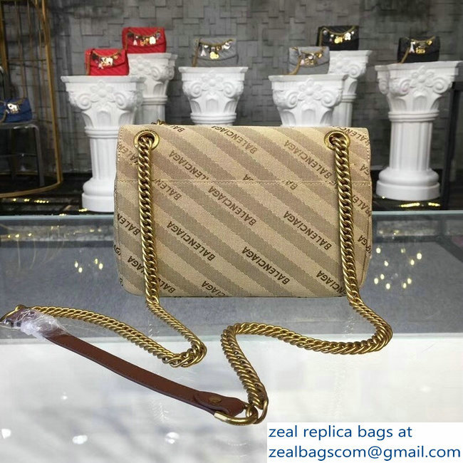 Balenciaga Jacquard Logo BB Round S Charms Chain Shoulder Bag Coffee 2018 - Click Image to Close