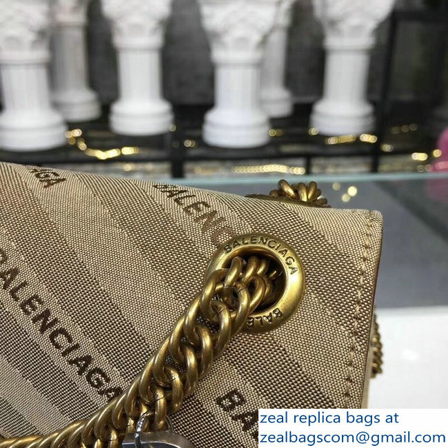 Balenciaga Jacquard Logo BB Round S Charms Chain Shoulder Bag Coffee 2018