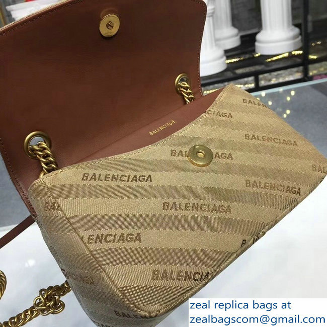 Balenciaga Jacquard Logo BB Round S Charms Chain Shoulder Bag Coffee 2018 - Click Image to Close