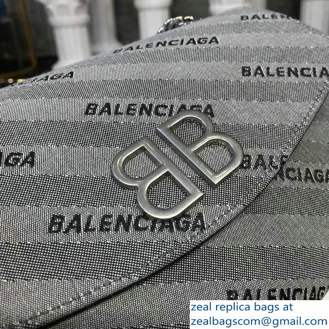 Balenciaga Jacquard Logo BB Round S Charms Chain Shoulder Bag Gray 2018