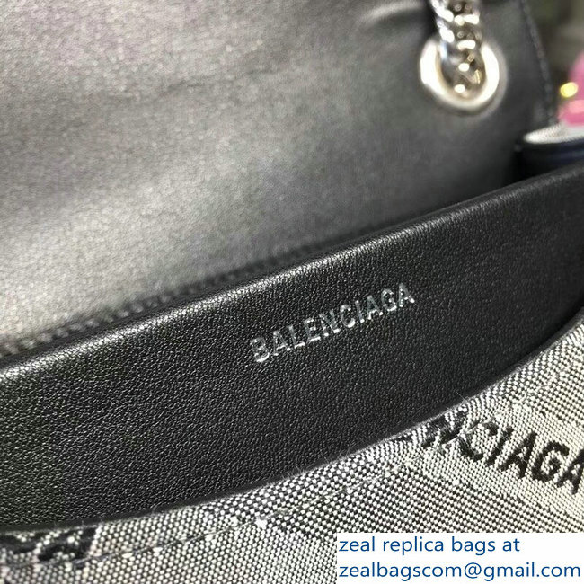 Balenciaga Jacquard Logo BB Round S Charms Chain Shoulder Bag Gray 2018