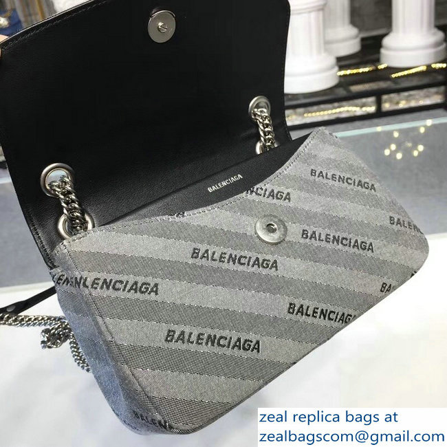 Balenciaga Jacquard Logo BB Round S Charms Chain Shoulder Bag Gray 2018 - Click Image to Close