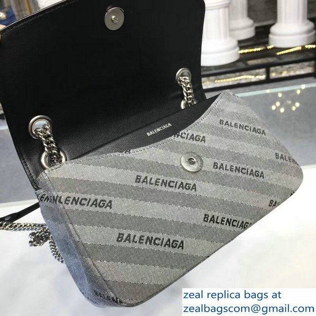 Balenciaga Jacquard Logo BB Round S Charms Chain Shoulder Bag Gray 2018