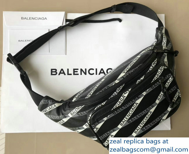 Balenciaga Leather Belt Pack Bag Explorer All Over Monogram Logo Print