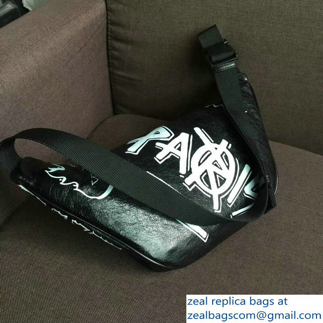 Balenciaga Leather Belt Pack Bag Explorer Graffiti Print Black/White - Click Image to Close
