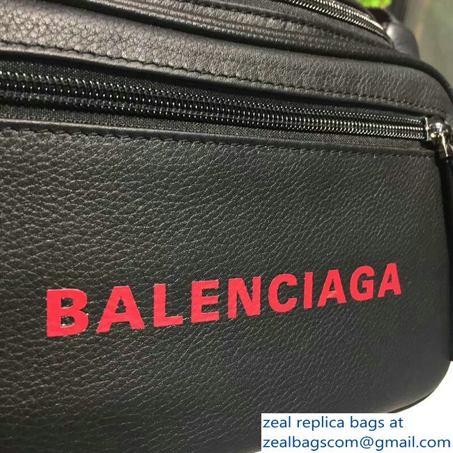 Balenciaga Leather Belt Pack Bag Explorer Logo Print Black/Red - Click Image to Close