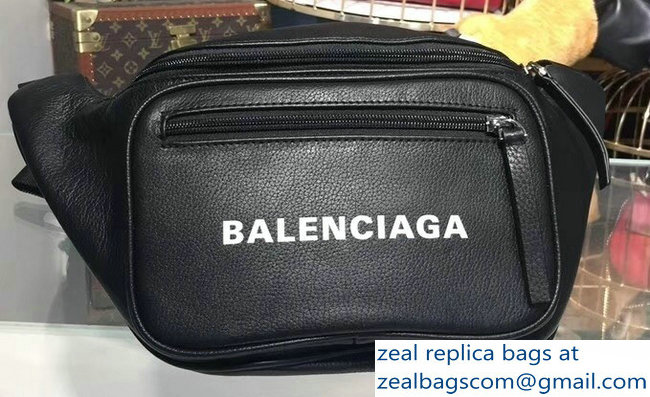 Balenciaga Leather Belt Pack Bag Explorer Logo Print Black/White - Click Image to Close