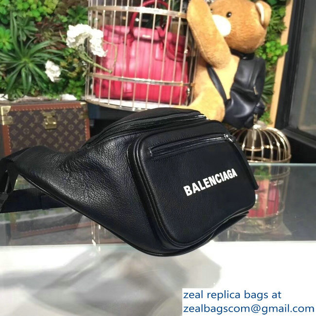 Balenciaga Leather Belt Pack Bag Explorer Logo Print Black/White - Click Image to Close