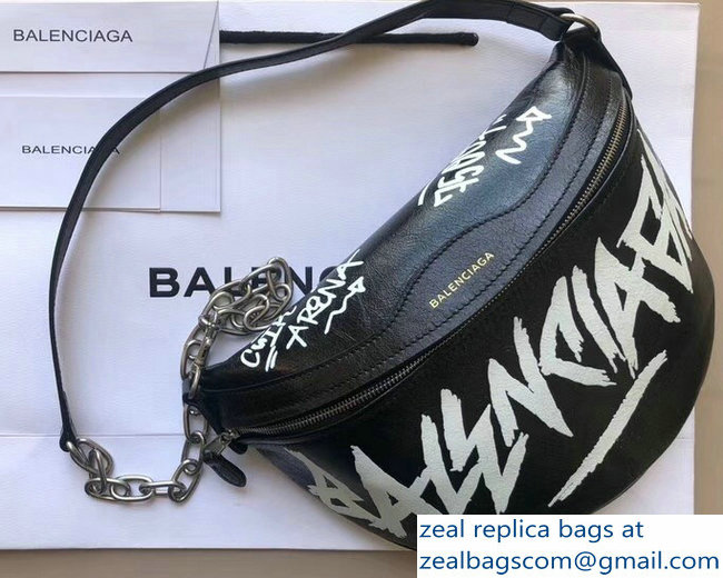 Balenciaga Leather Belt Pack Bag Graffiti Logo Print