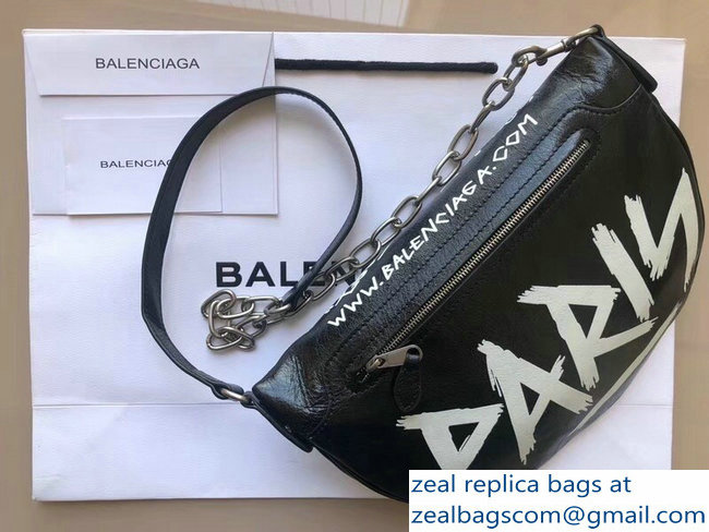 Balenciaga Leather Belt Pack Bag Graffiti Logo Print - Click Image to Close