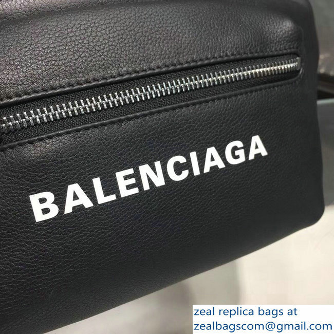 Balenciaga Leather Belt Pack Bag Logo Print Black