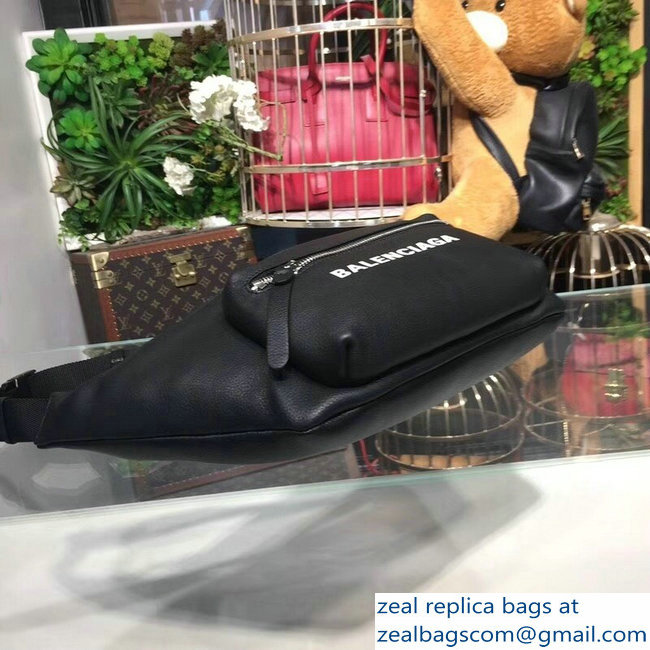 Balenciaga Leather Belt Pack Bag Logo Print Black - Click Image to Close