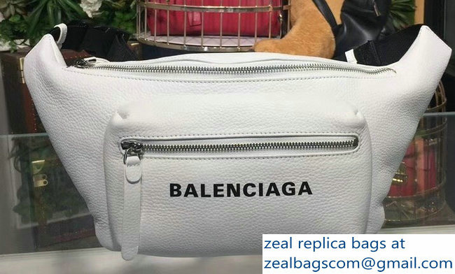 Balenciaga Leather Belt Pack Bag Logo Print White - Click Image to Close
