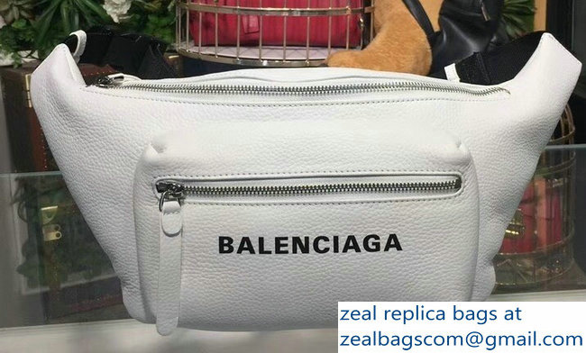 Balenciaga Leather Belt Pack Bag Logo Print White