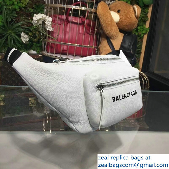 Balenciaga Leather Belt Pack Bag Logo Print White