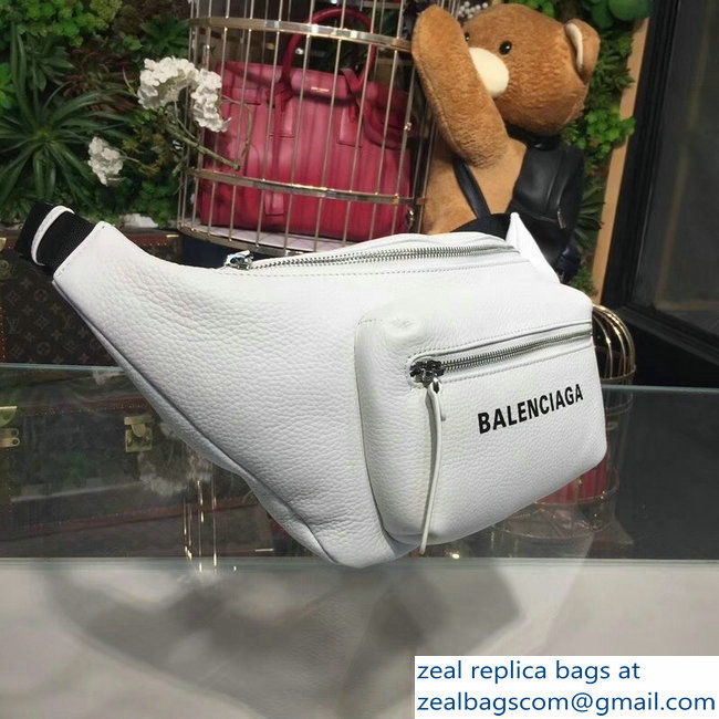 Balenciaga Leather Belt Pack Bag Logo Print White - Click Image to Close