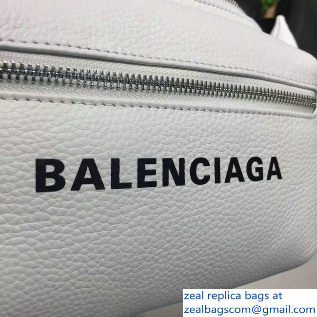 Balenciaga Leather Belt Pack Bag Logo Print White - Click Image to Close