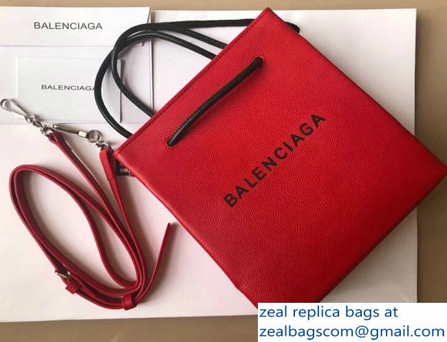Balenciaga Logo Calfskin North-South Shopping Tote XXS Mini Bag Red 2018