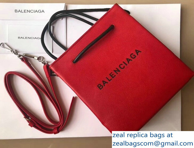 Balenciaga Logo Calfskin North-South Shopping Tote XXS Mini Bag Red 2018 - Click Image to Close