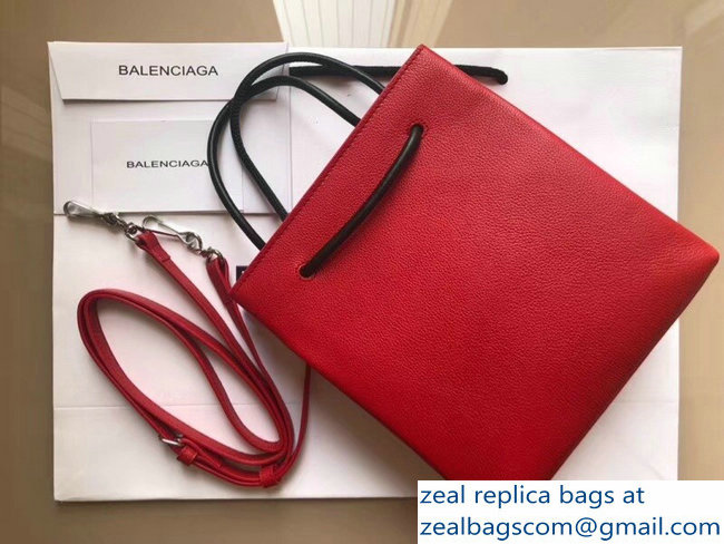 Balenciaga Logo Calfskin North-South Shopping Tote XXS Mini Bag Red 2018