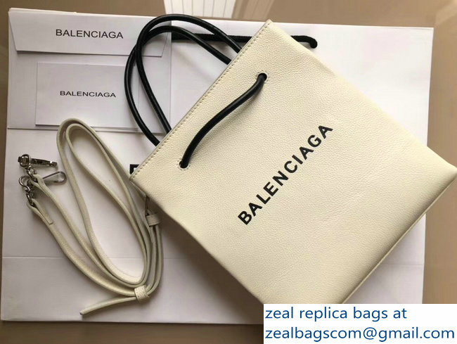 Balenciaga Logo Calfskin North-South Shopping Tote XXS Mini Bag White 2018