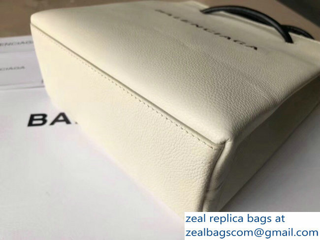 Balenciaga Logo Calfskin North-South Shopping Tote XXS Mini Bag White 2018 - Click Image to Close