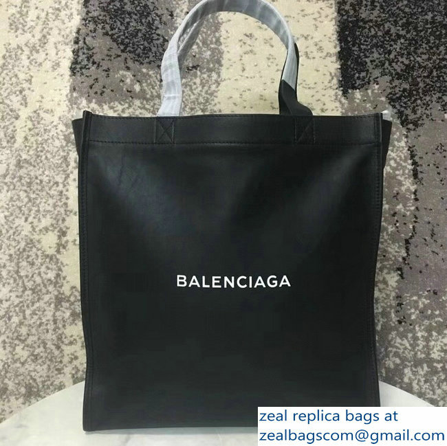 Balenciaga Logo Calfskin Shopping Tote Bag Black 2018 - Click Image to Close