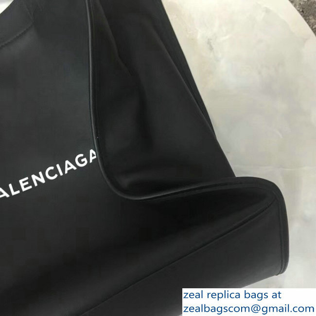 Balenciaga Logo Calfskin Shopping Tote Bag Black 2018 - Click Image to Close