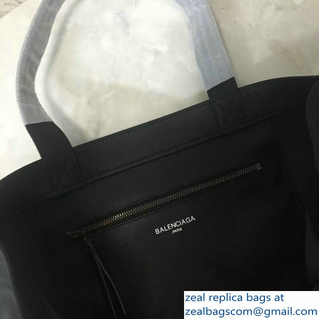 Balenciaga Logo Calfskin Shopping Tote Bag Black 2018 - Click Image to Close