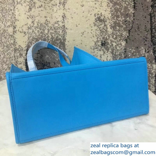Balenciaga Logo Calfskin Shopping Tote Bag Sky Blue 2018 - Click Image to Close