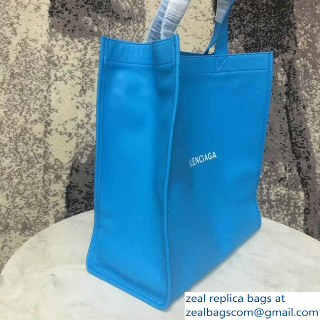 Balenciaga Logo Calfskin Shopping Tote Bag Sky Blue 2018