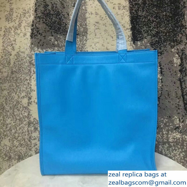 Balenciaga Logo Calfskin Shopping Tote Bag Sky Blue 2018
