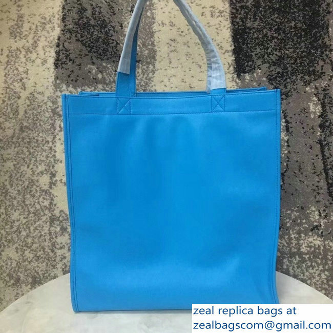 Balenciaga Logo Calfskin Shopping Tote Bag Sky Blue 2018 - Click Image to Close