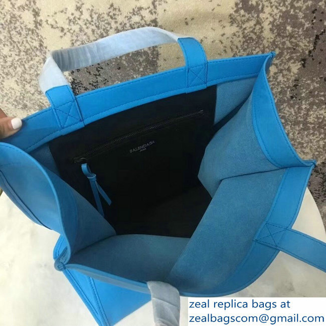 Balenciaga Logo Calfskin Shopping Tote Bag Sky Blue 2018