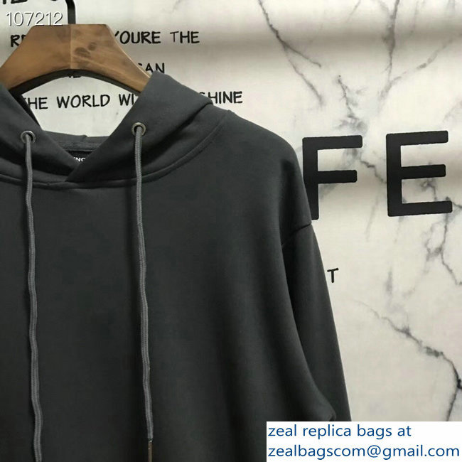 Balenciaga Logo Hoodie Sweater Gray 2018 - Click Image to Close