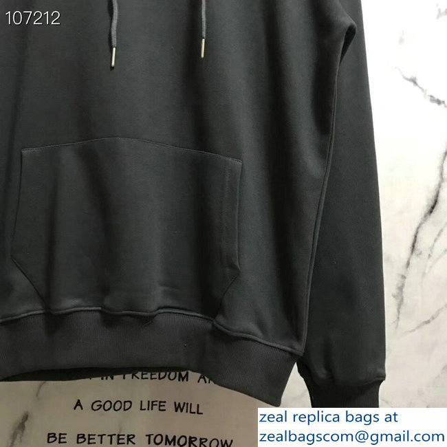 Balenciaga Logo Hoodie Sweater Gray 2018 - Click Image to Close