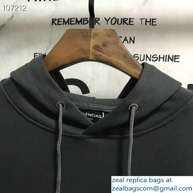 Balenciaga Logo Hoodie Sweater Gray 2018