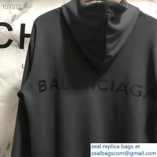 Balenciaga Logo Hoodie Sweater Gray 2018