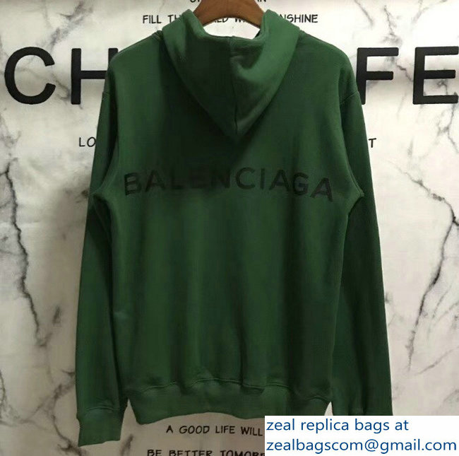 Balenciaga Logo Hoodie Sweater Green 2018 - Click Image to Close