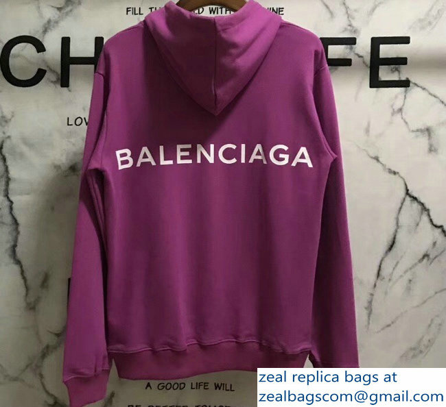 Balenciaga Logo Hoodie Sweater Purple 2018 - Click Image to Close