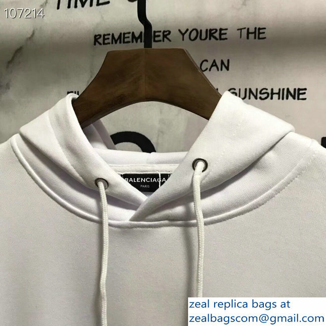 Balenciaga Logo Hoodie Sweater White 2018