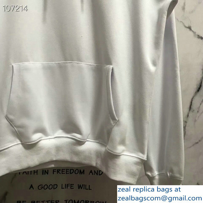 Balenciaga Logo Hoodie Sweater White 2018 - Click Image to Close