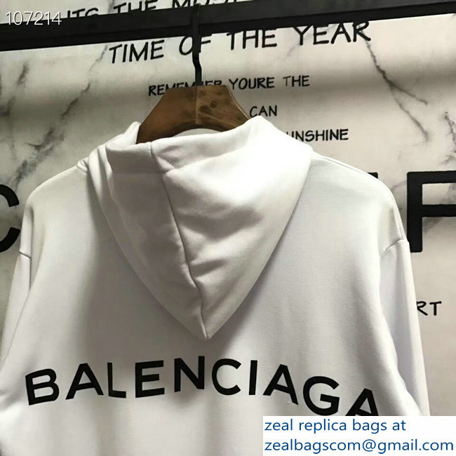 Balenciaga Logo Hoodie Sweater White 2018
