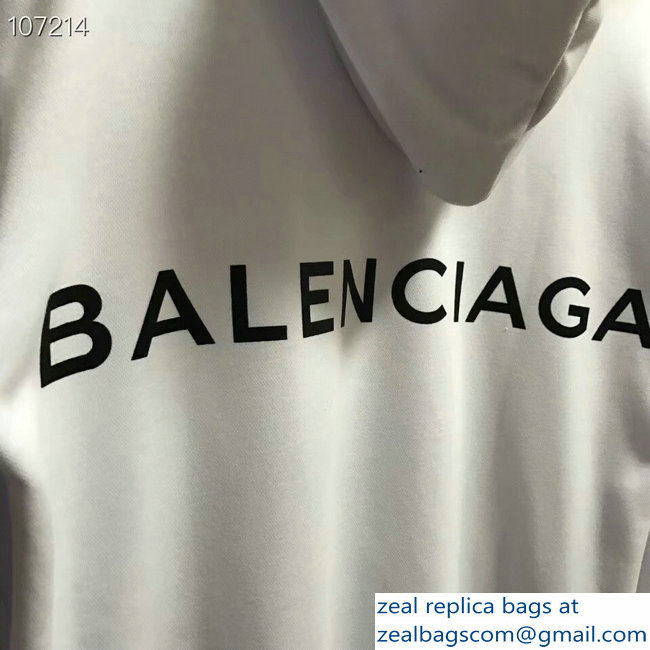 Balenciaga Logo Hoodie Sweater White 2018
