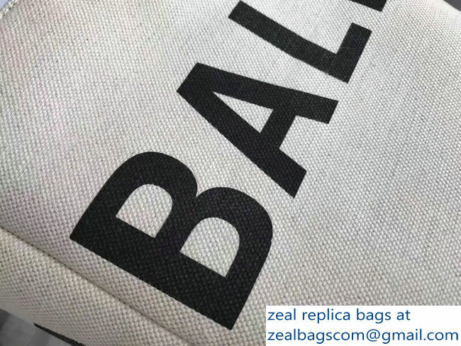 Balenciaga Logo Print Cotton Canvas Shopper Tote Small Bag White 2018 - Click Image to Close
