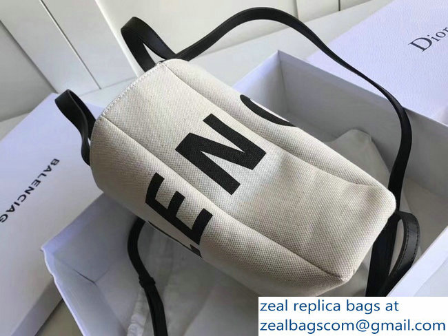 Balenciaga Logo Print Cotton Canvas Shopper Tote Small Bag White 2018