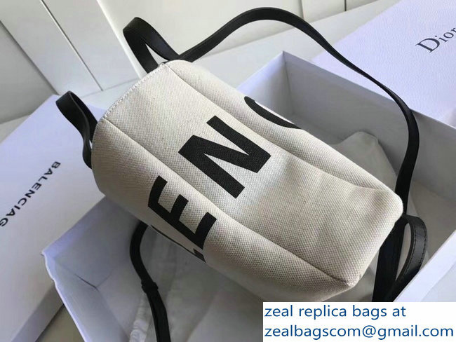 Balenciaga Logo Print Cotton Canvas Shopper Tote Small Bag White 2018 - Click Image to Close