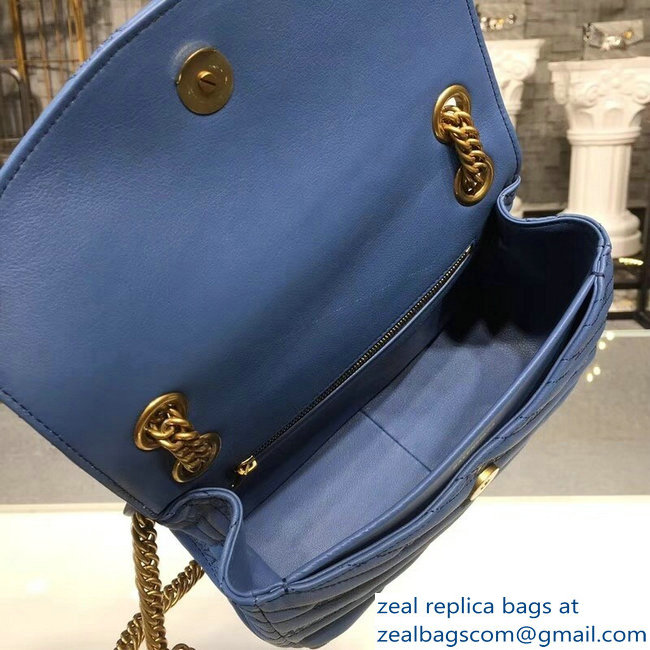 Balenciaga Matelasse Embroidered Logo BB Round S Charms Chain Shoulder Bag Blue 2018 - Click Image to Close