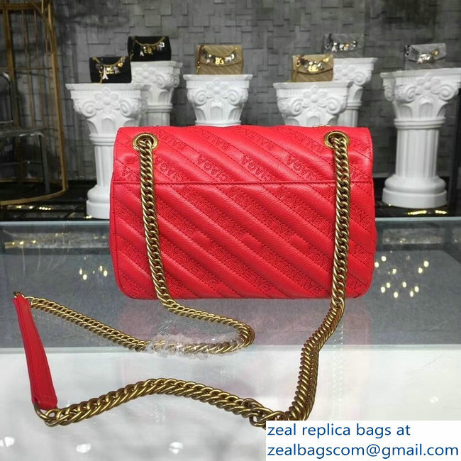 Balenciaga Matelasse Embroidered Logo BB Round S Charms Chain Shoulder Bag Red 2018 - Click Image to Close